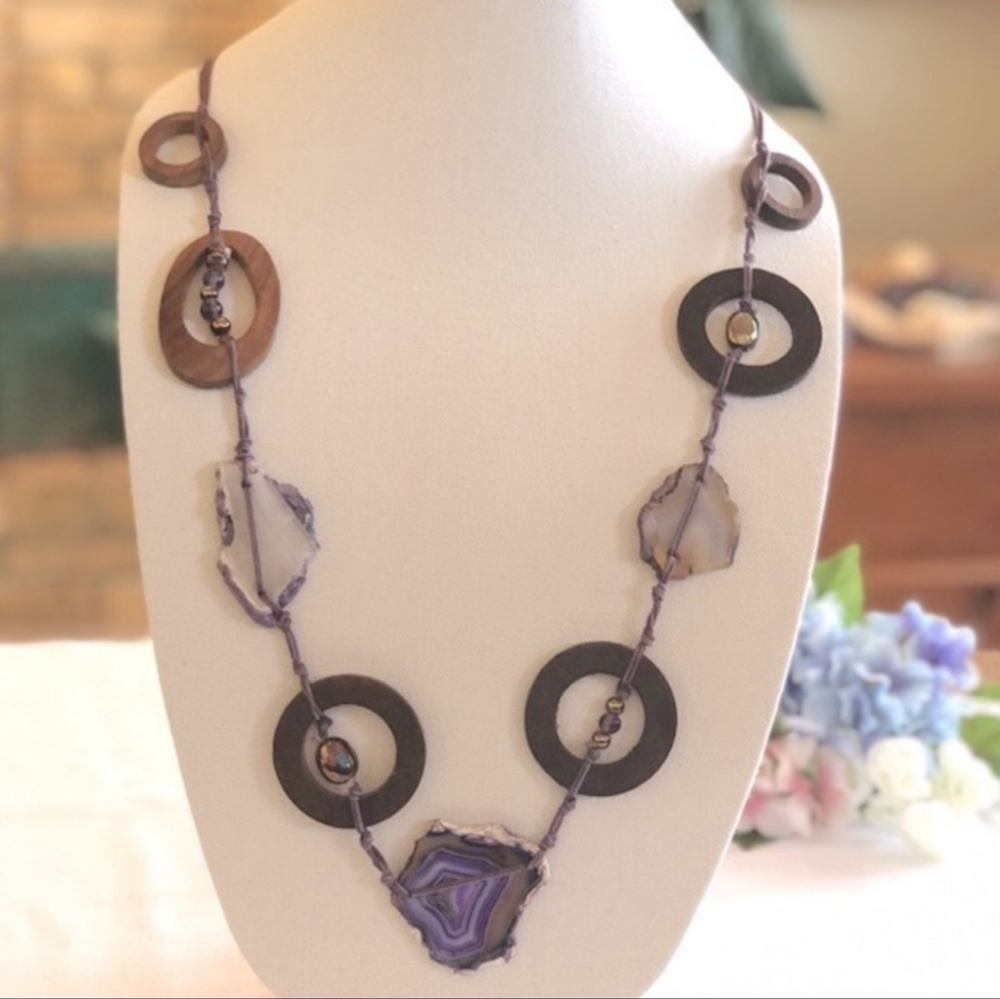 Genuine Purple Agate Necklace From Montreal's ARTIZAN By Robin Barre EUC